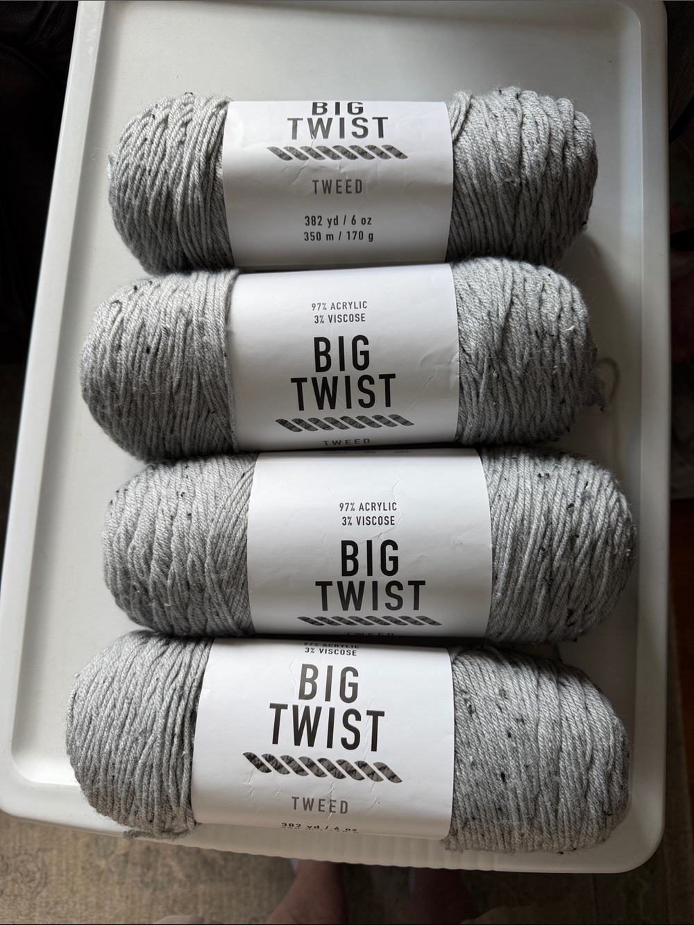 Big Twist Tweed Yarn - Light Gray (4 Skeins)